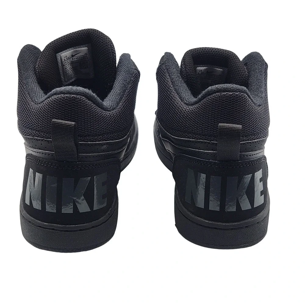 Nike Court Borough Mid GS Triple Black Sneakers 839977-001 Size 6.5Y / Womens 8